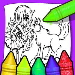 Anime Wolf Girl Coloring Pages - Art educational game