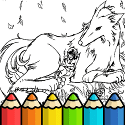 Coloring Pages Of Anime Wolves - Art educational game