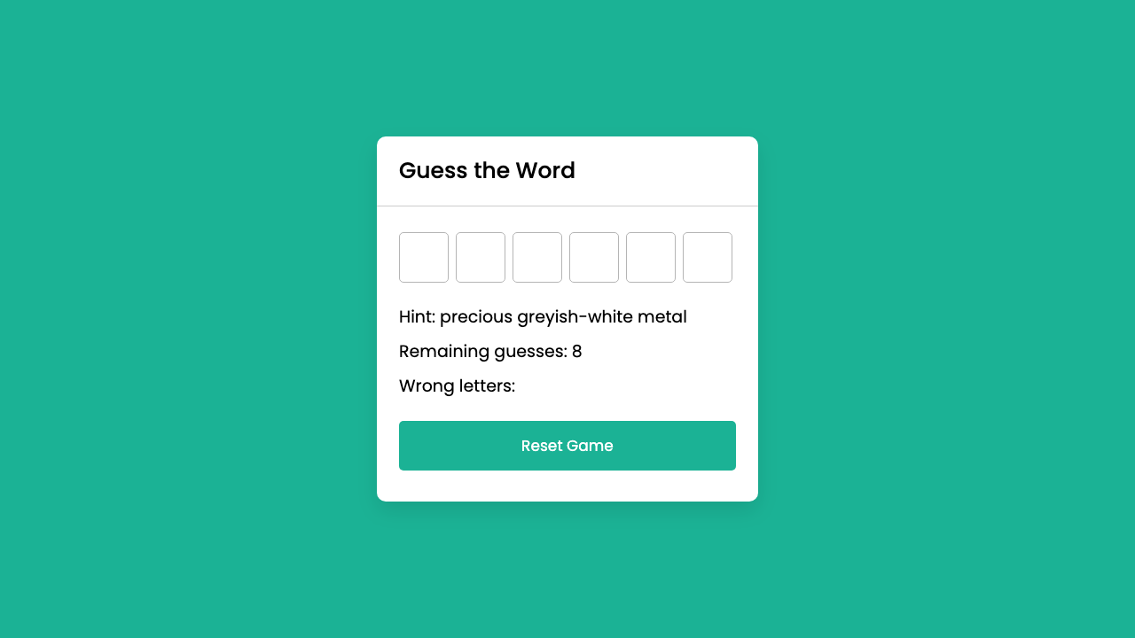 Guess a Word Game JavaScript | BishwanathKumarPanda - Language educational game